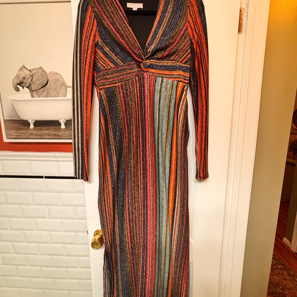 Chelsea28 Vibrant Long Sleeve Striped Dress